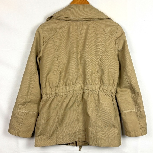 Marks & Spencer PerUna Women Hooded Trench coat US Sz 6 UK Sz 10 Body Sensor Tan - Picture 11 of 16